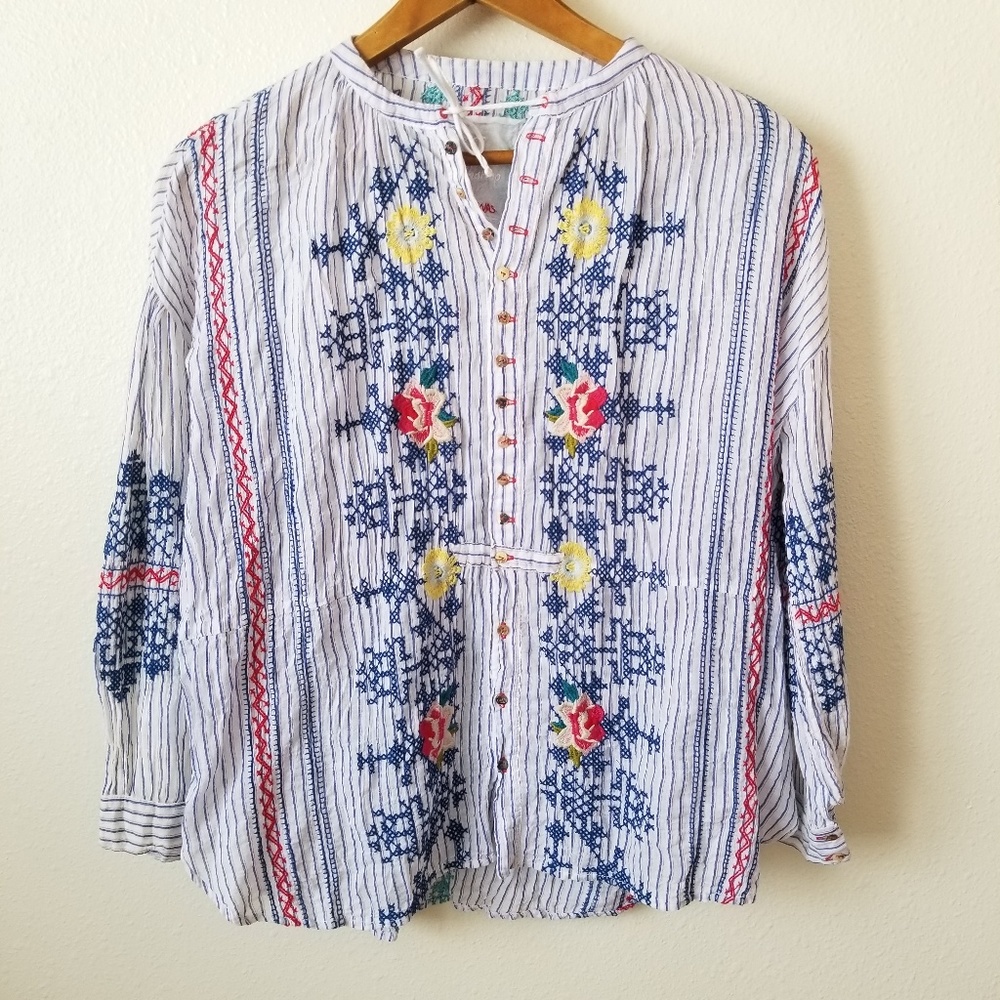 Johnny Was 3J Workshop Embroidered Top